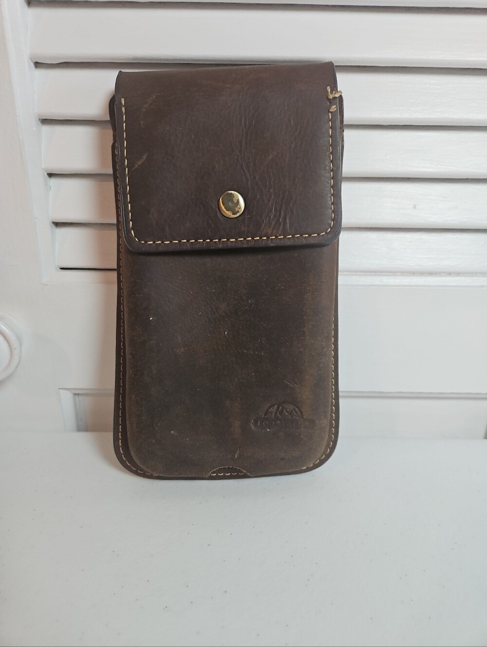 Topstache Brown Leather Cell Phone Holster Belt Pouch Magnetic Closure Mens